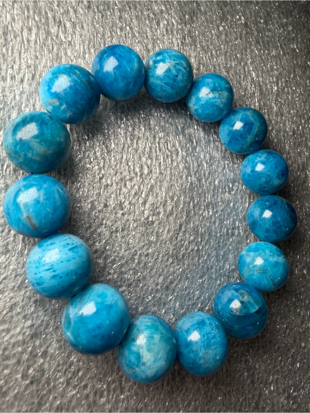 Gorgeous 13MM Blue Apatite Natural Crystal Bracelet